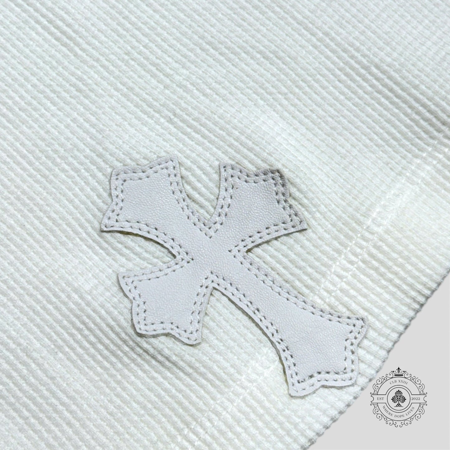 Chrome Hearts Leather Cross Patch Thermal Shirt in White