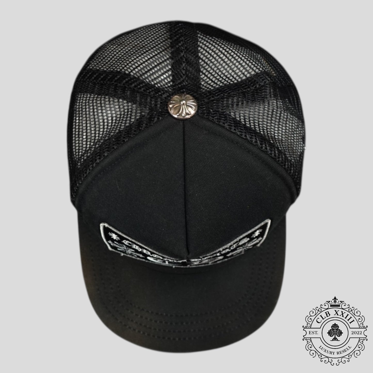 Chrome Hearts Hollywood CH Patch Trucker Hat in Black - Preowned