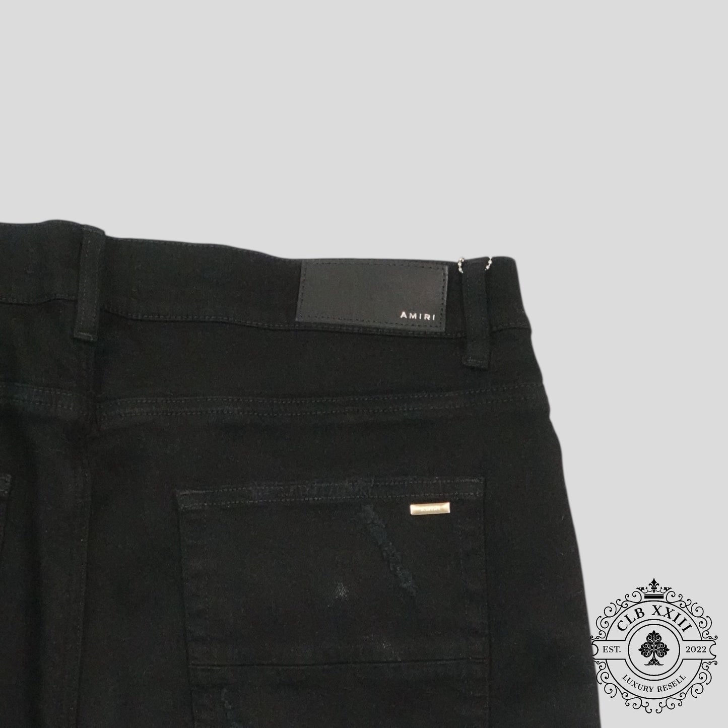 Amiri Banana Leaf Patch Thrasher Jeans in Black