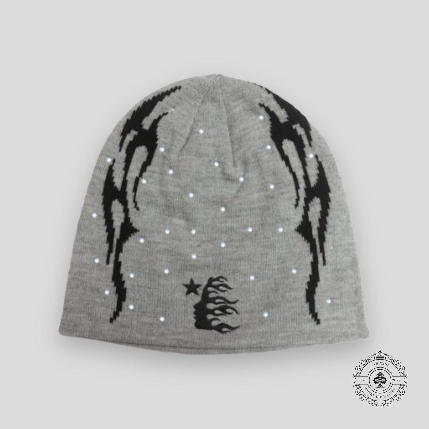 Hellstar Flame Beanie in Grey