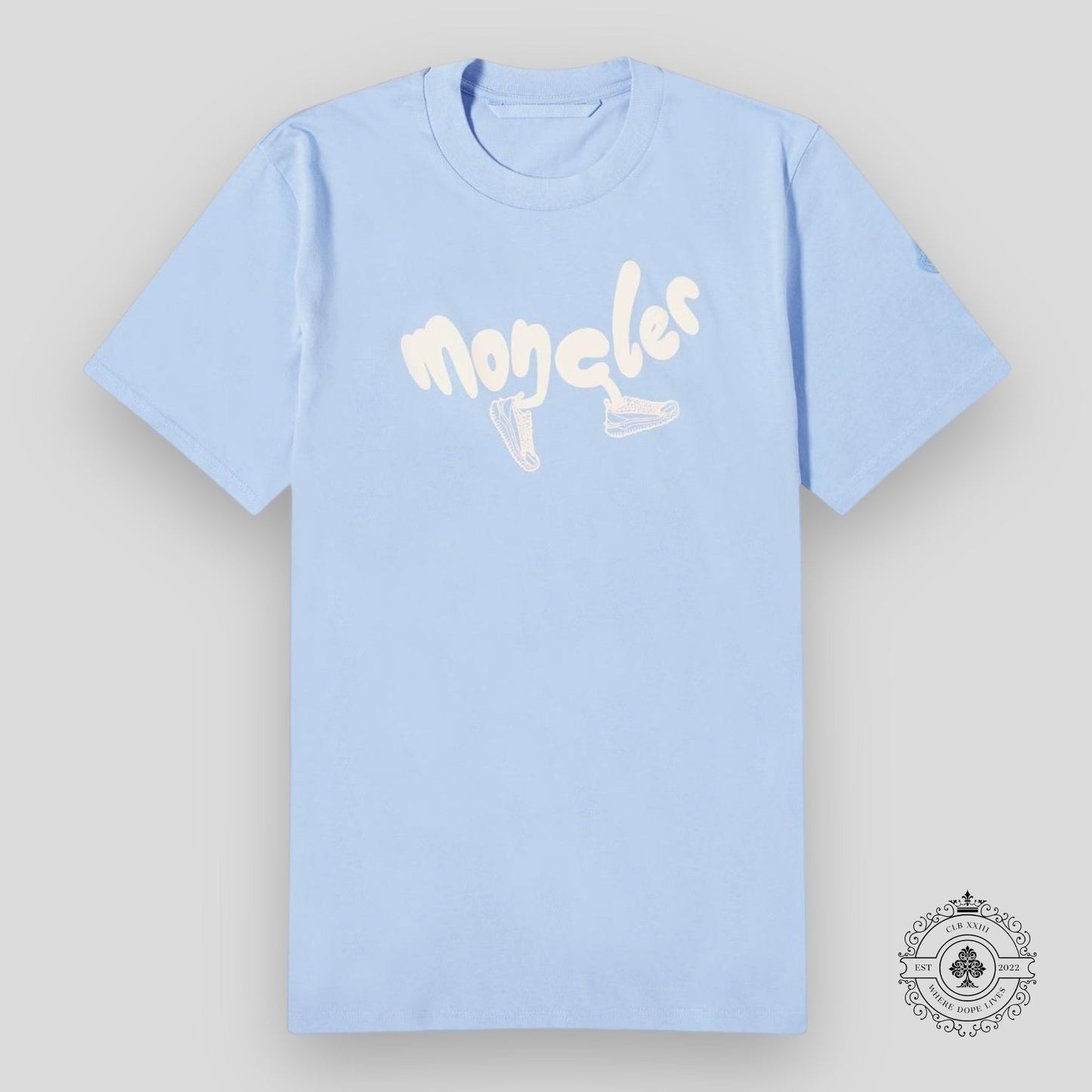 Moncler Running Logo Tee in Light Blue