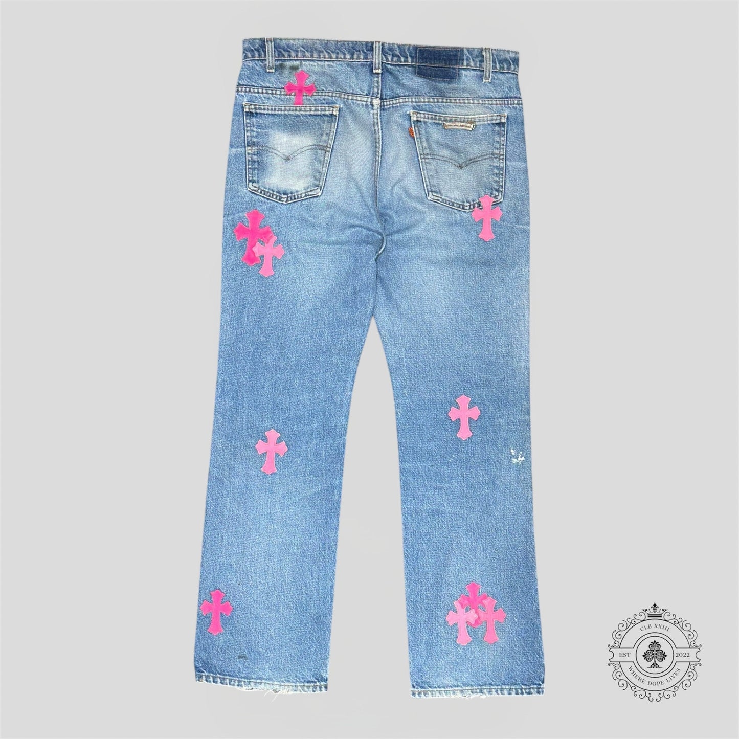 Chrome Hearts Cross Patch Jeans in Pink