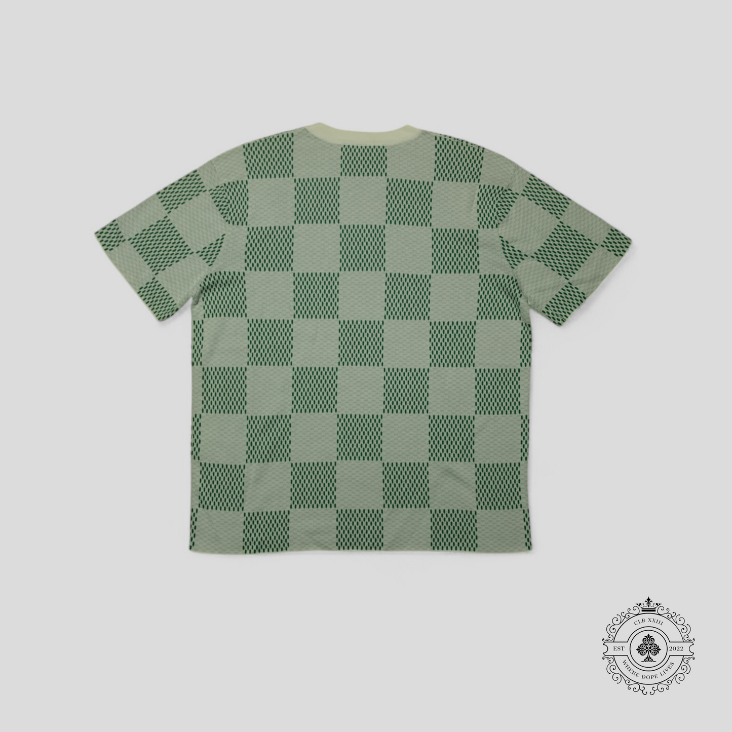 Louis Vuitton Light Damier Knitted Short Sleeve Crewneck in Green/White