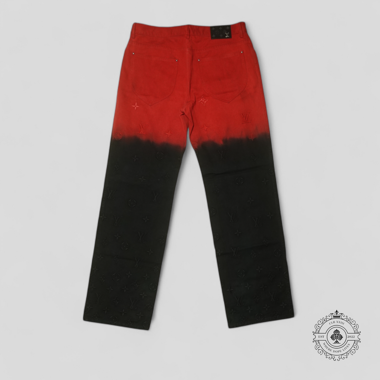 Louis Vuitton Monogram Jacquard Boreal Evening Denim Pants in Black/Red