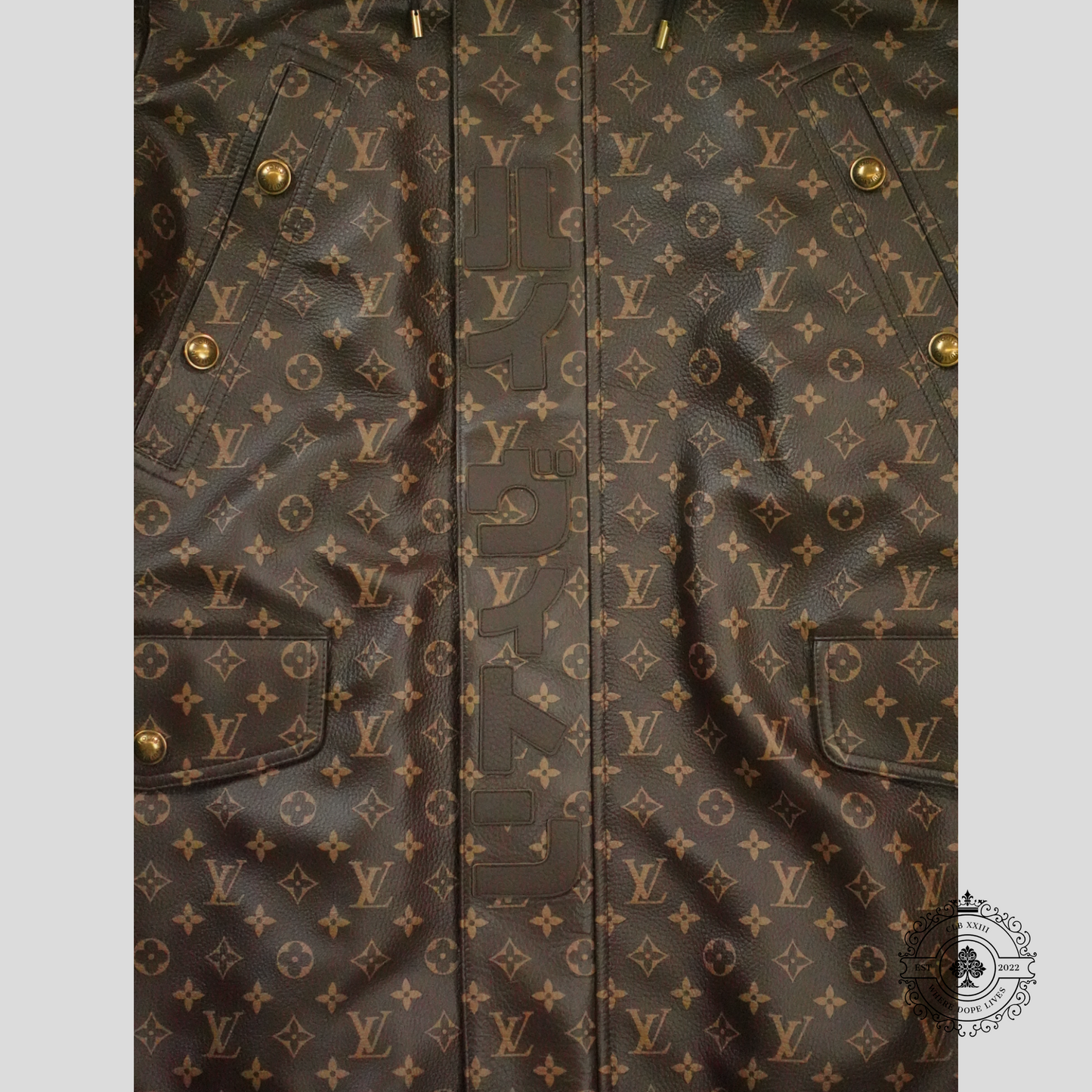 Louis Vuitton Leather Monogram Printed Parka in Brown