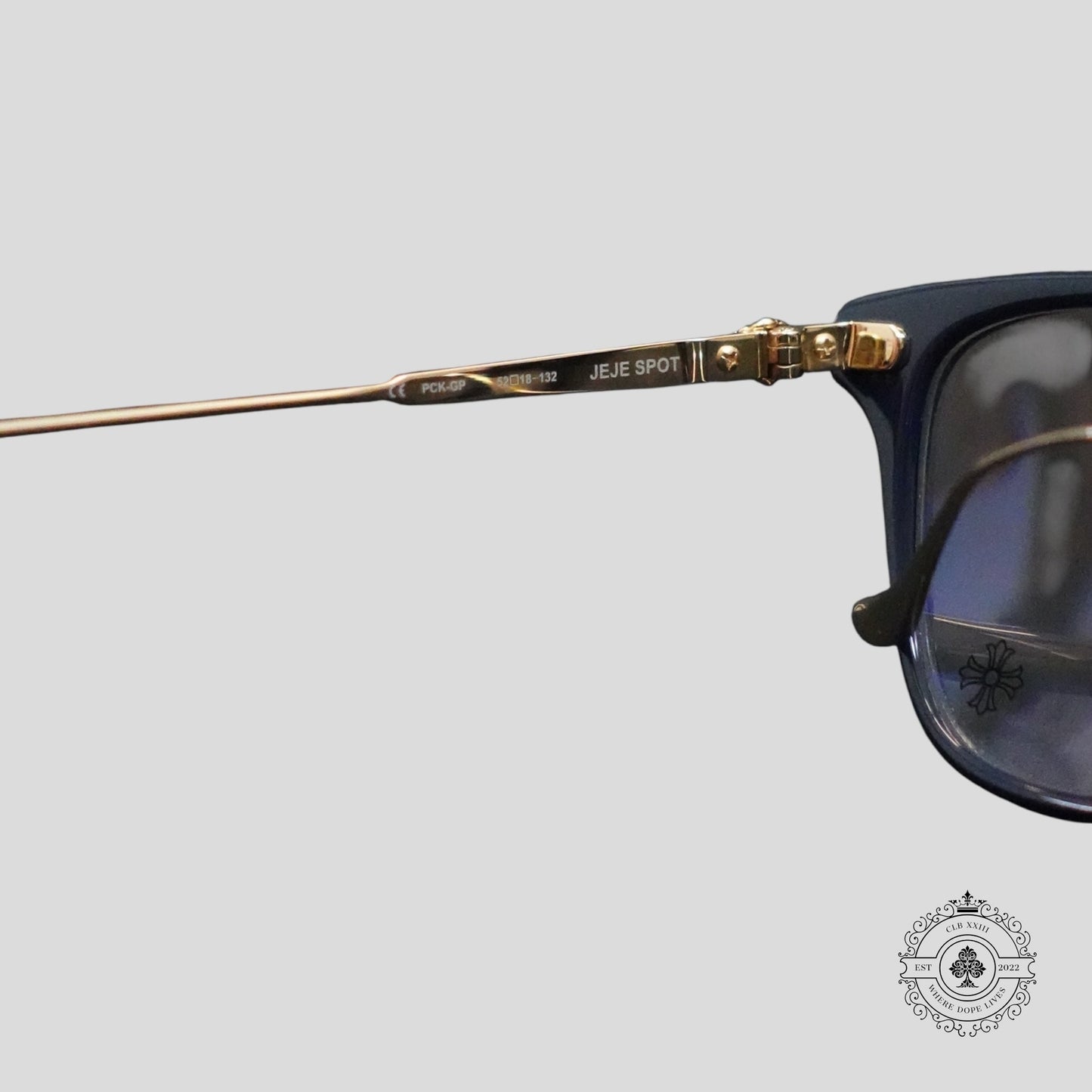 Chrome Hearts JeJe Spot Glasses in Blue/Gold