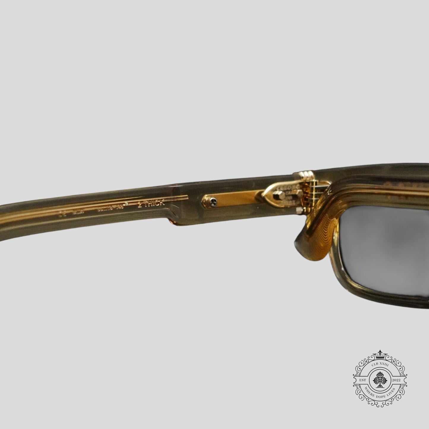 Chrome Hearts 2 Thick Sunglasses in Clear/Gold