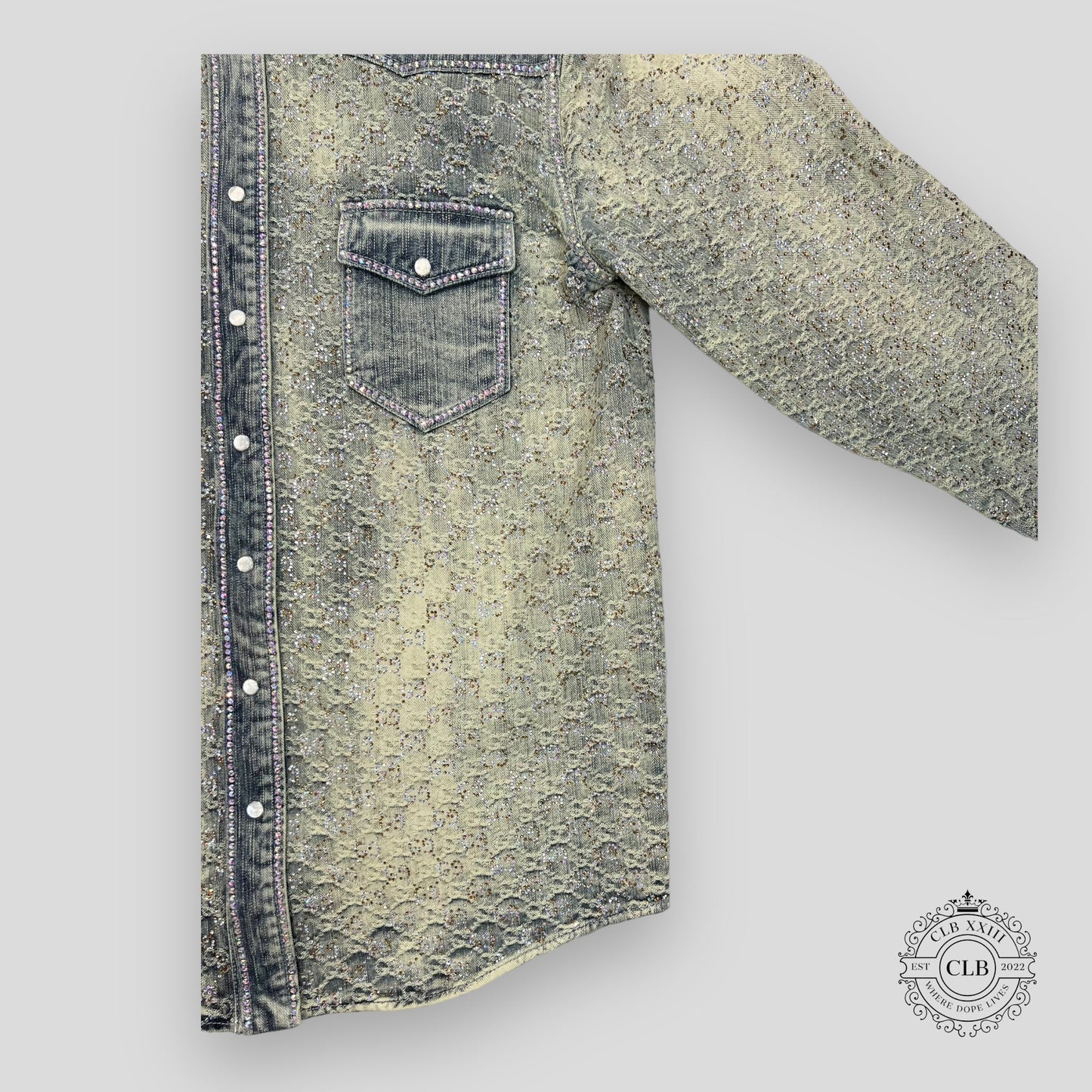 GUCCI GG JACQUARD DENIM JACKET - LIGHT BLUE