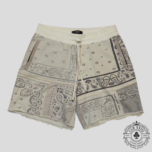 Amiri Bandana Reconstruct Shorts in White
