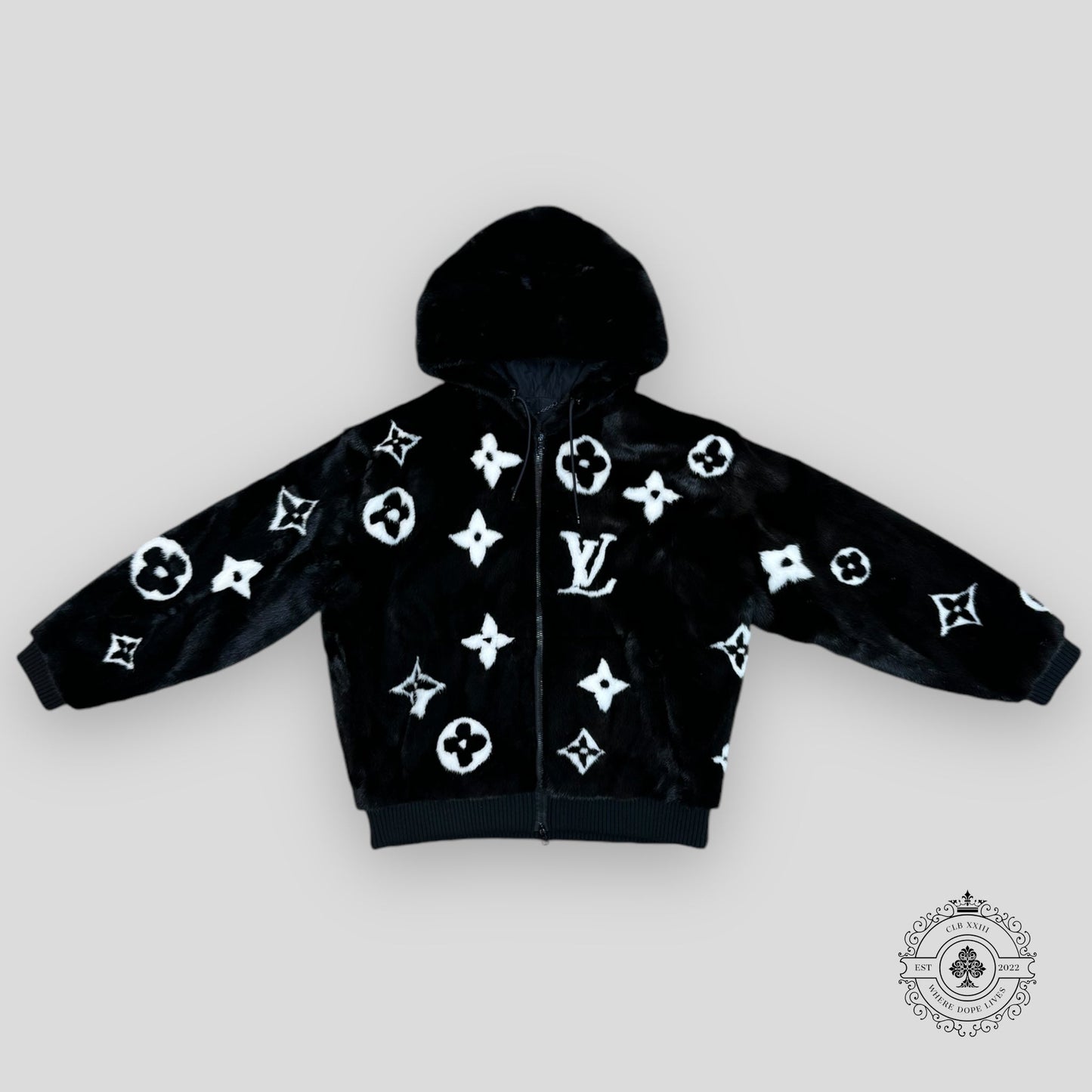 Louis Vuitton Monogram Mink Fur Zipped Jacket
