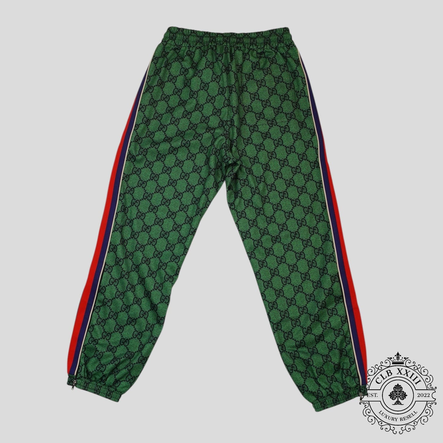 Gucci GG Jacquard Track Pants in Green/Navy Blue