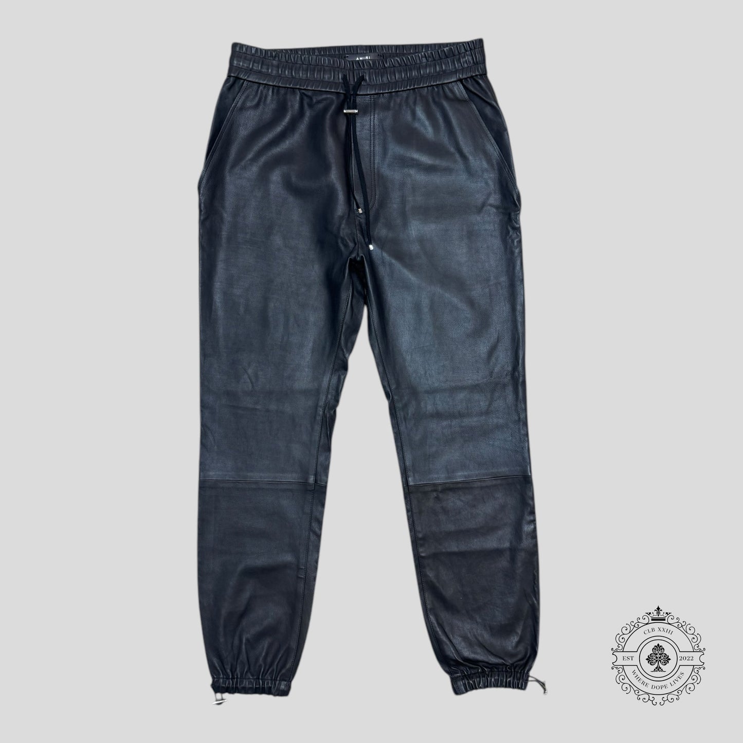 Amiri Leather Drawstring Pants in Black