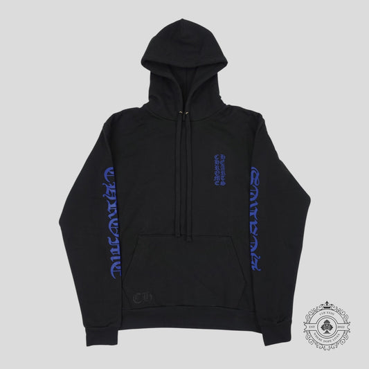 Chrome Hearts Vertical Logo Hoodie in Black/Blue