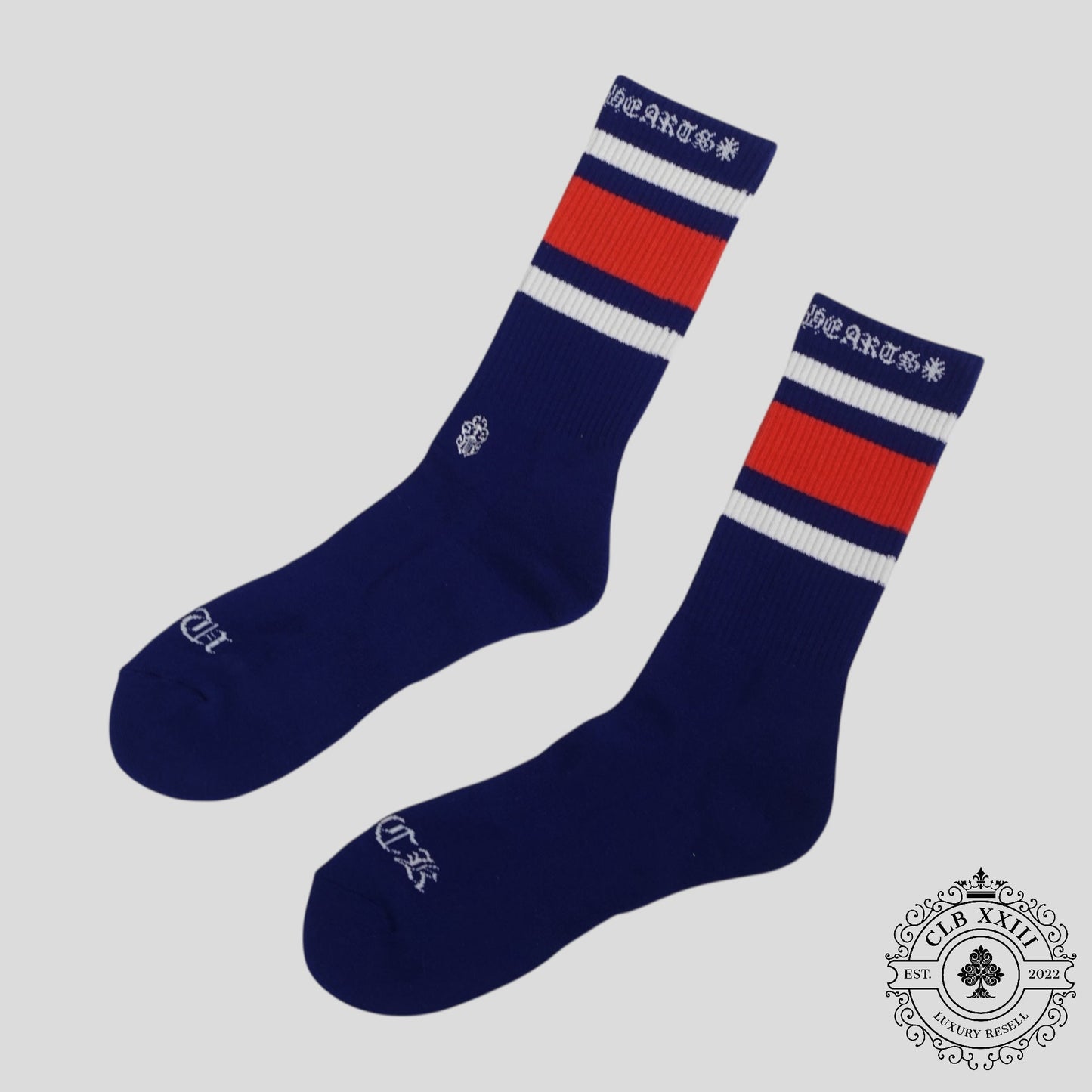 Chrome Hearts Striped Socks in Blue
