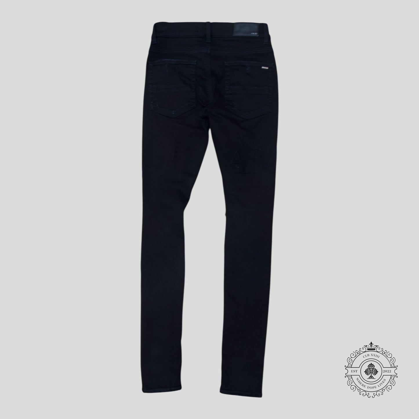 Amiri Serif Logo Jeans in Black