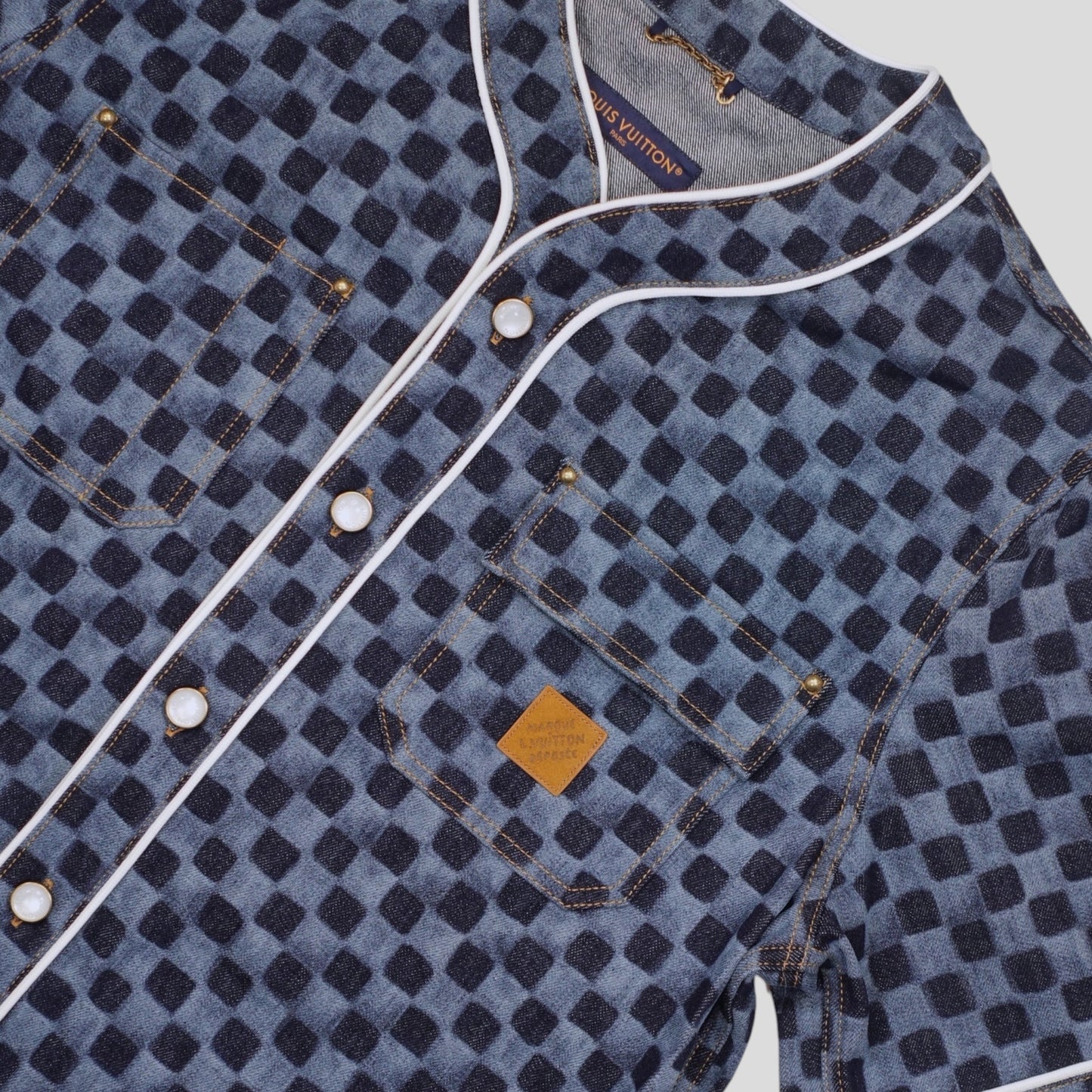 Louis Vuitton Damier Denim Baseball Shirt in Blue