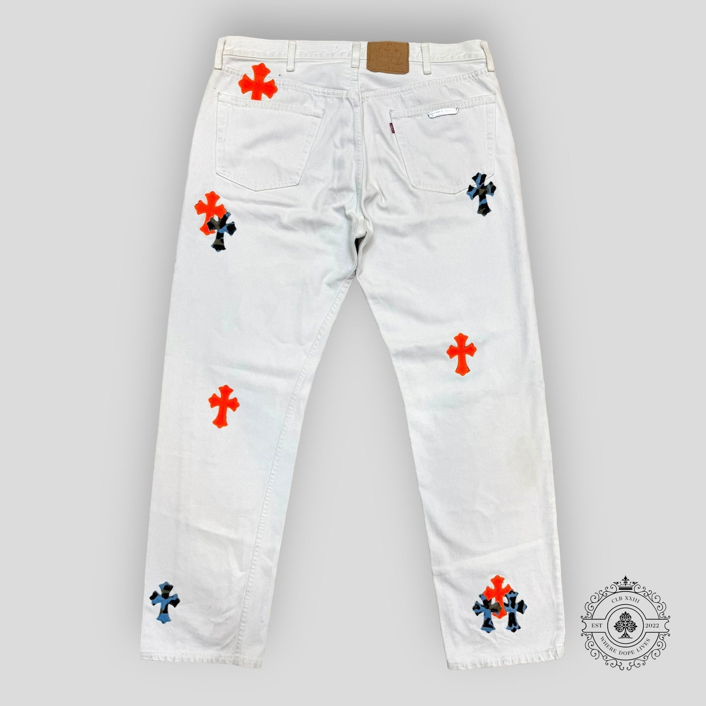 Chrome Hearts St. Barth Patch Jeans in White