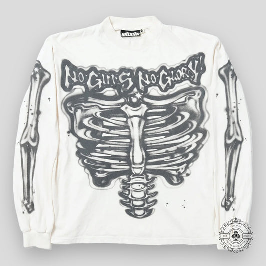 Hellstar Airbrushed Bones Longsleeve in White