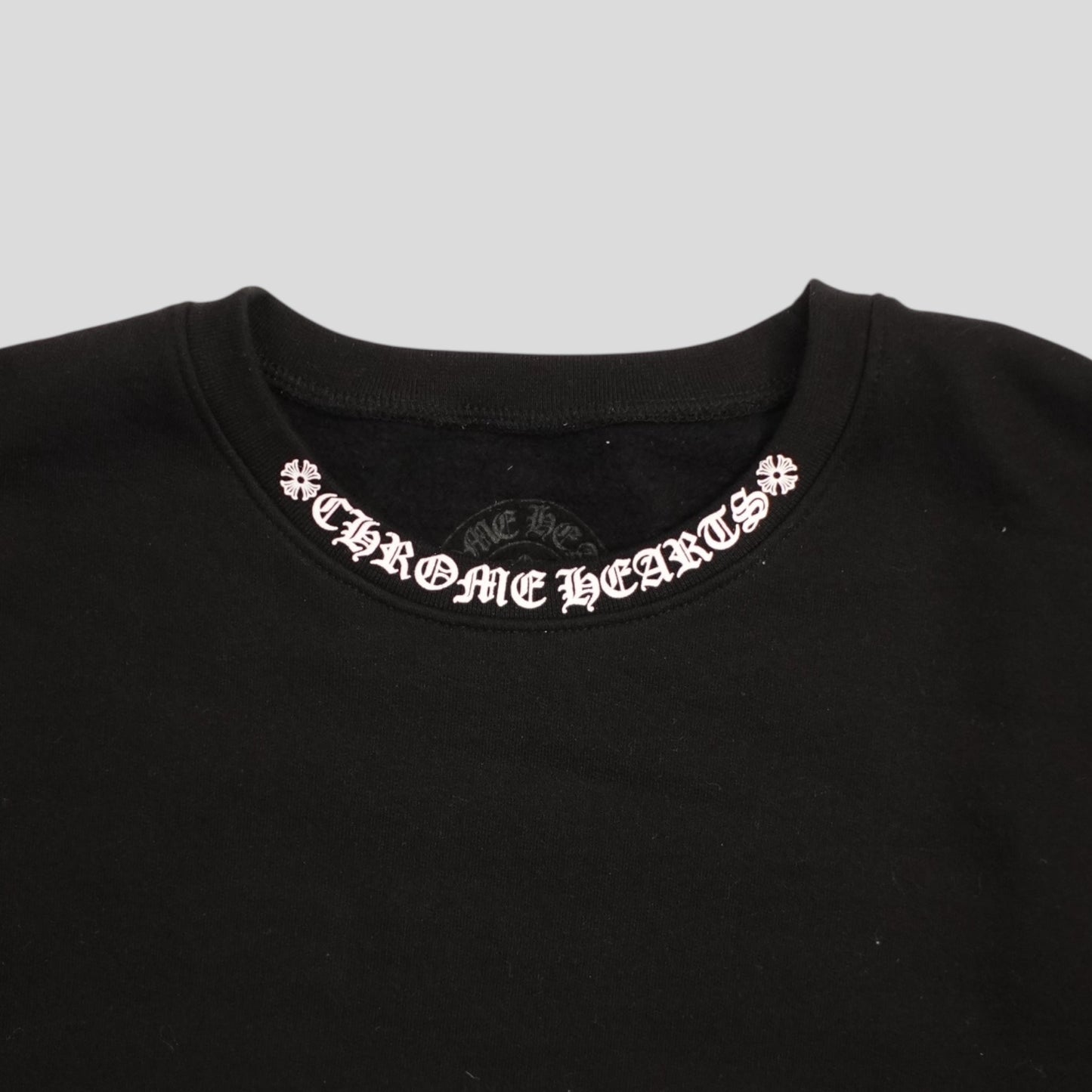 CHROME HEARTS NECK LOGO CREWNECK SWEATSHIRT - BLACK