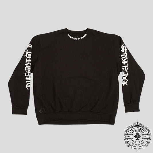 CHROME HEARTS NECK LOGO CREWNECK SWEATSHIRT - BLACK
