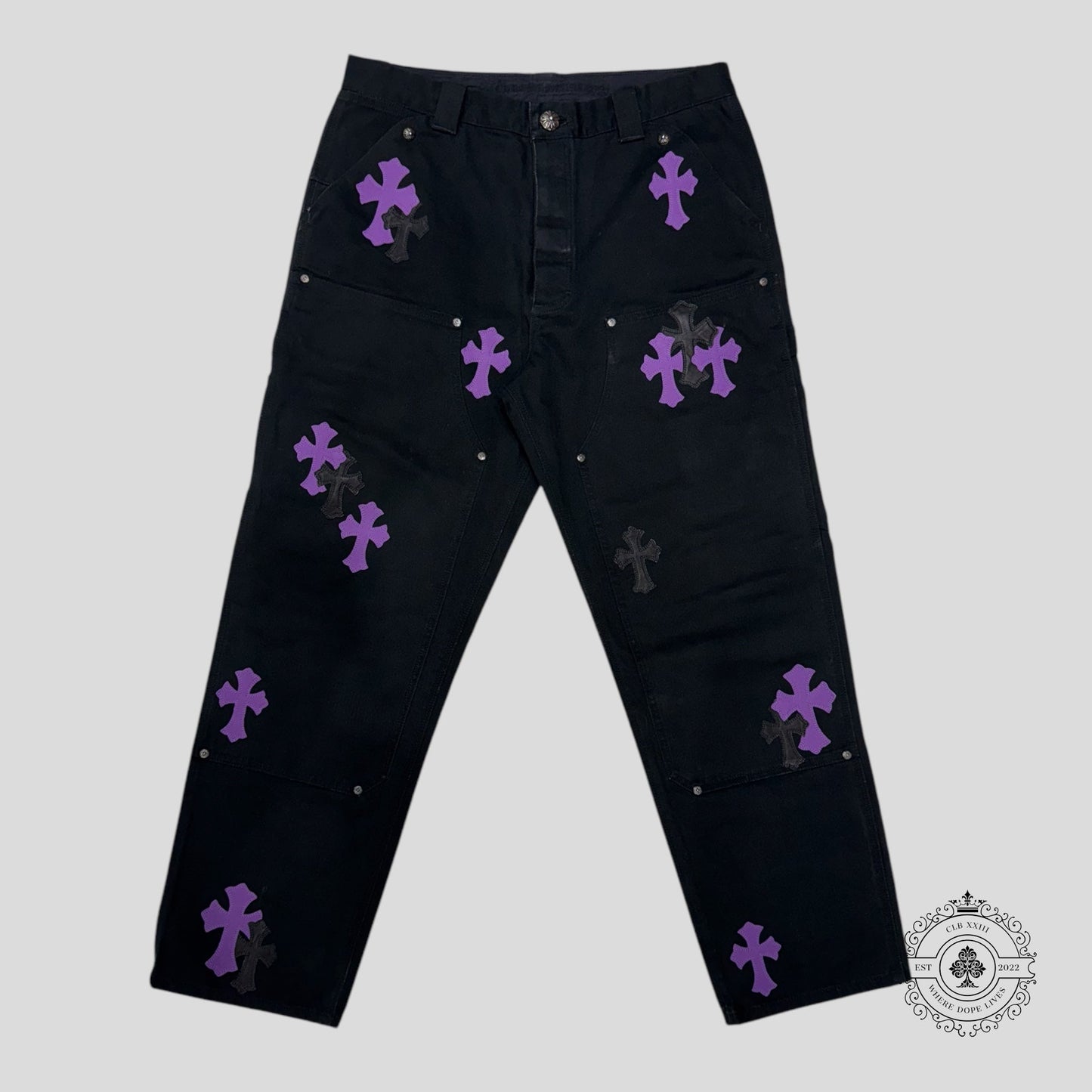 Chrome Hearts Double Knee Cross Patch Carpenter Pants
