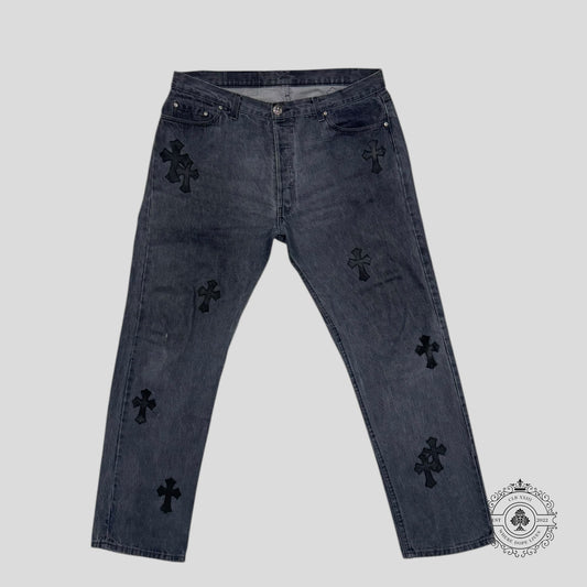 Chrome Hearts Levi Cross Patch Jeans in Black