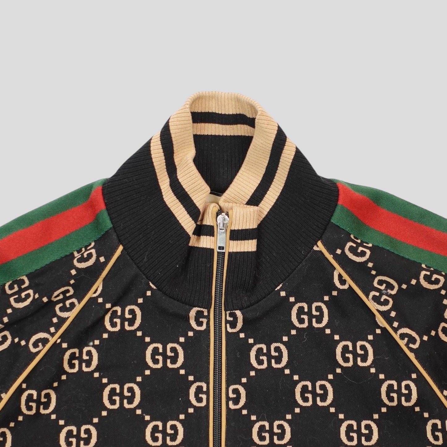 Gucci GG Jacquard Track Jacket in Black/Brown