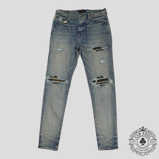 Amiri MX1 Camo Patch Jeans in Clay Indigo