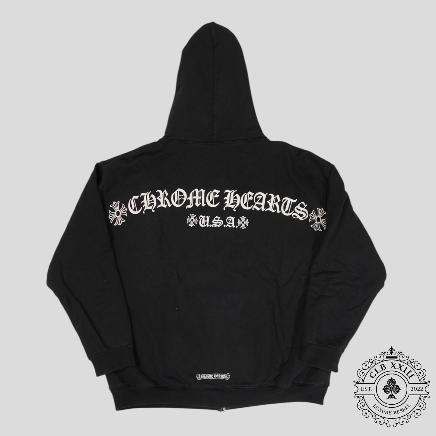 Chrome Hearts T Bar Logo Thermal Zip Up Hoodie in Black