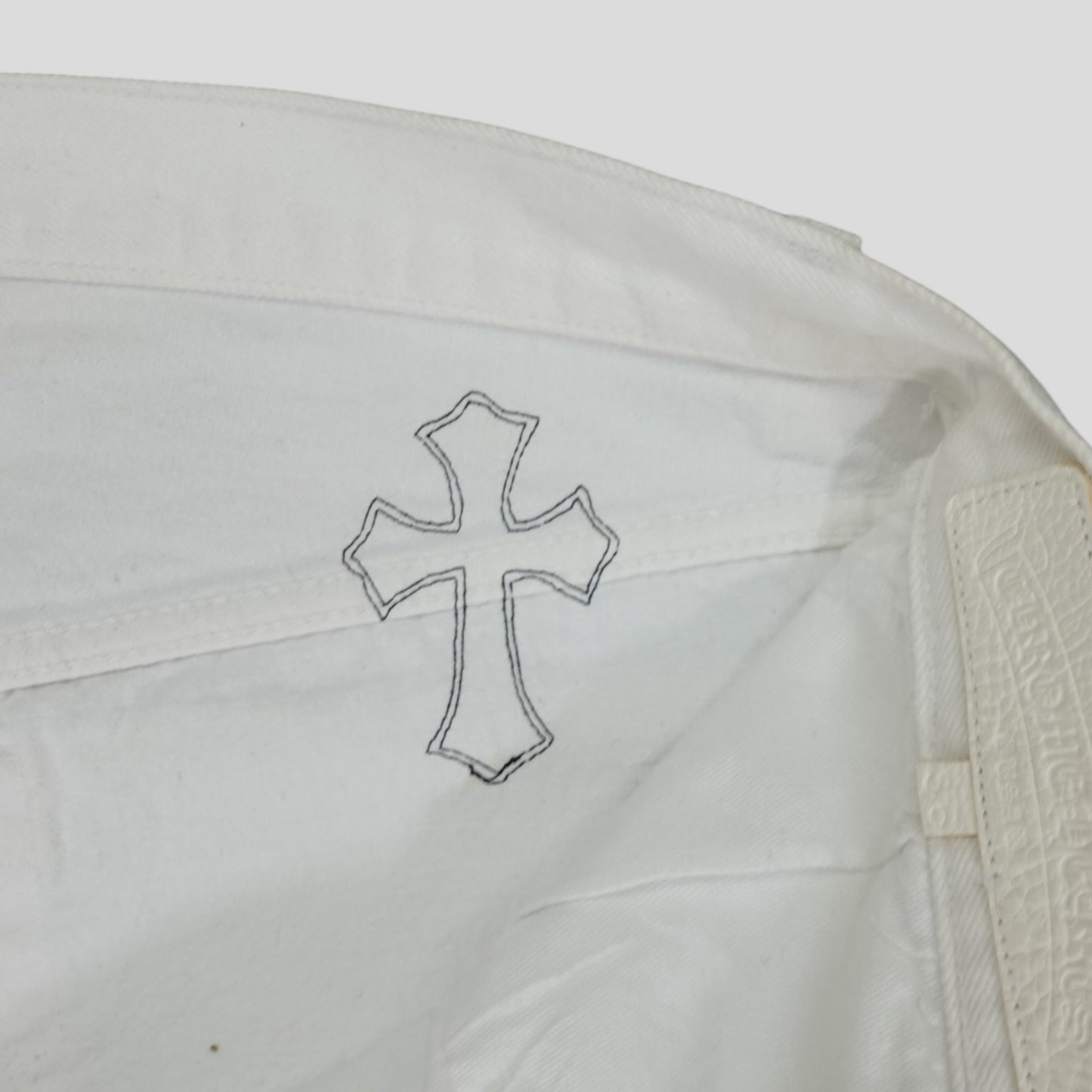 Chrome Hearts Levis Cross Patch Jeans in White / Leopard