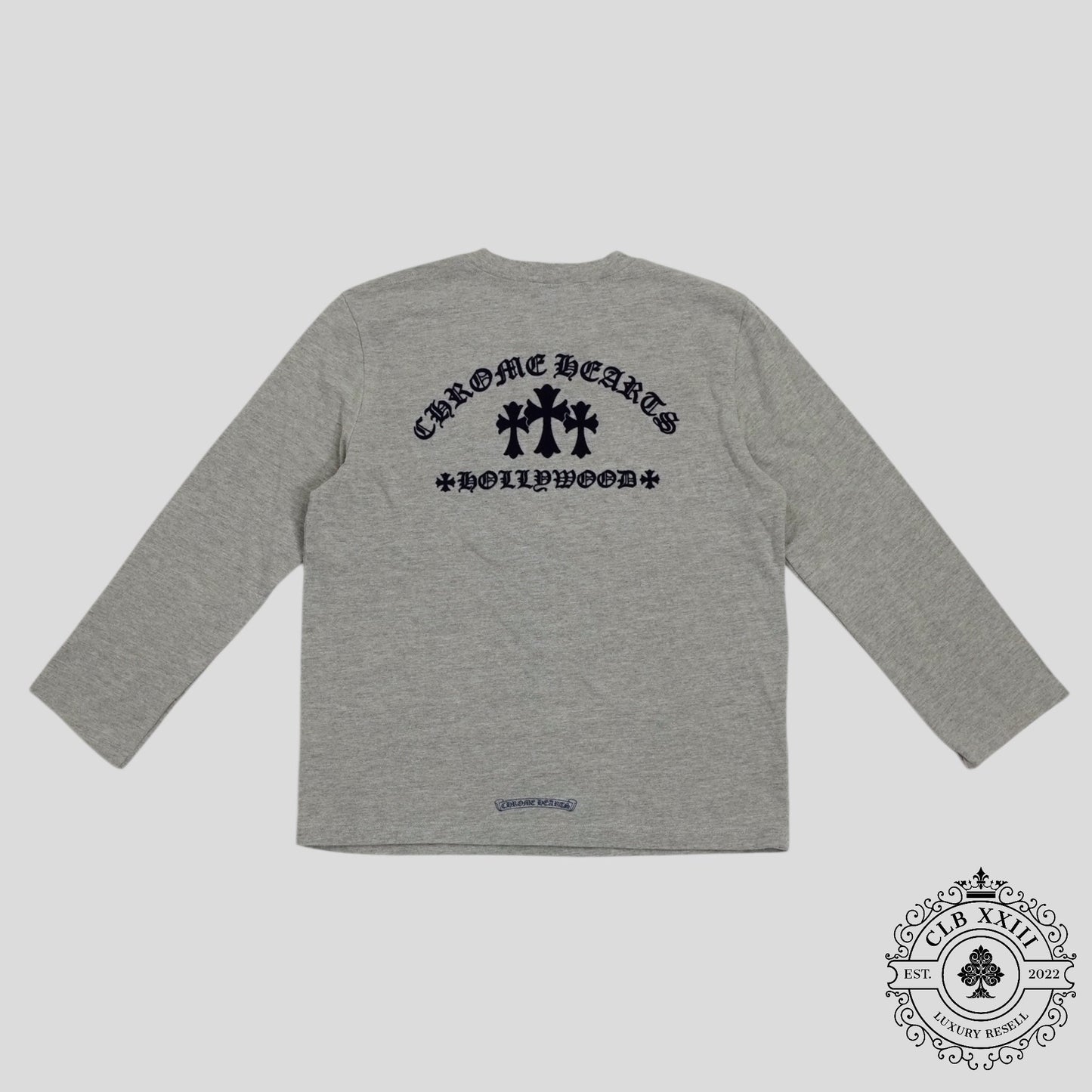 Chrome Hearts Triple Cross Flocked Long Sleeve in Grey