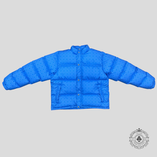 Chrome Heart Plus Pattern Puffer Jacket in Blue