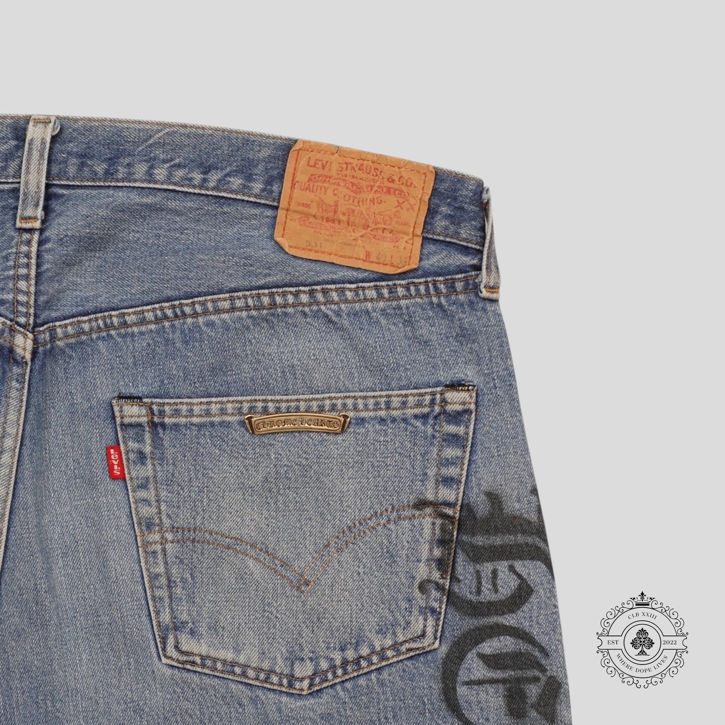 Chrome Hearts Stencil Cross Patch Jeans
