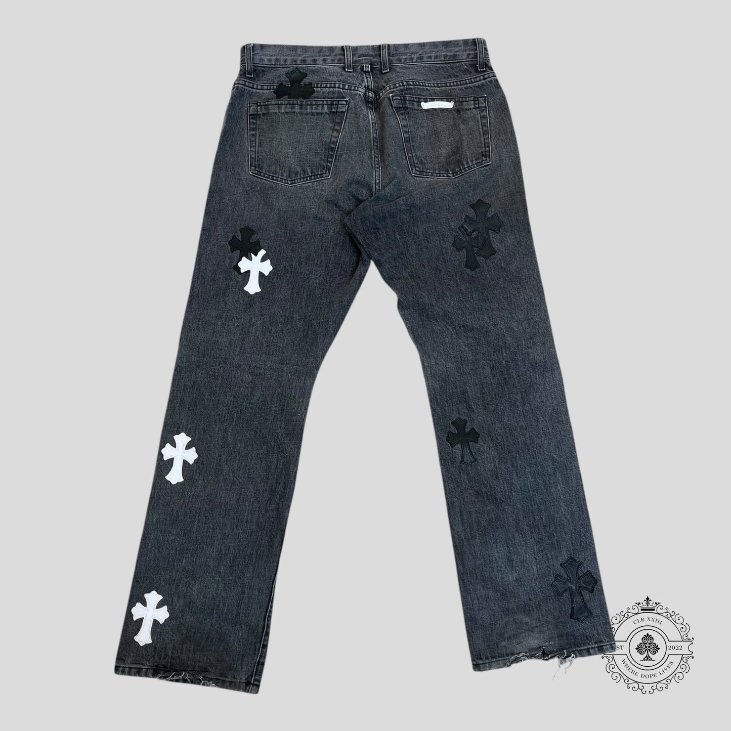 Chrome Hearts Fleur Knee Cross Patch Jeans
