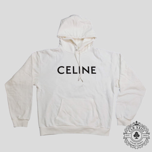 Celine Homme Logo Hoodie in White