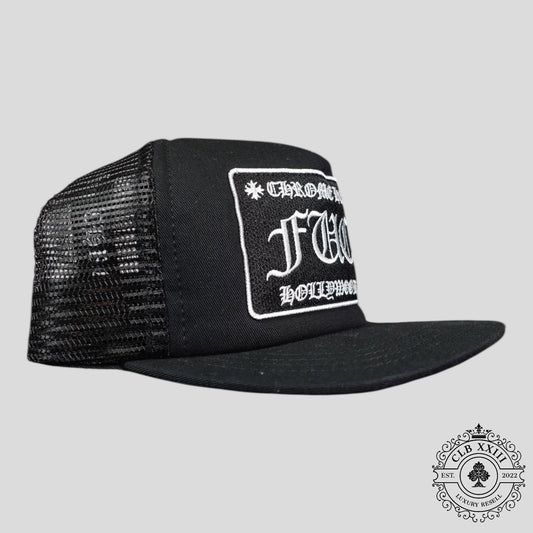 Chrome Hearts Fuck Hollywood Trucker Hat in Black
