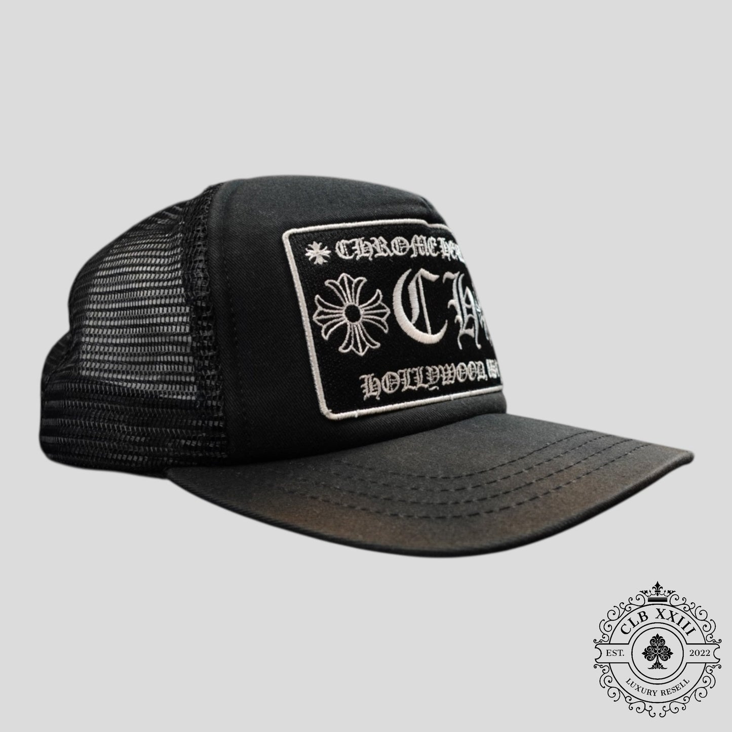Chrome Hearts Hollywood CH Patch Trucker Hat in Black - Preowned