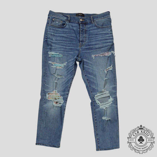 Amiri Palm Tree Patch Jeans in Indigo