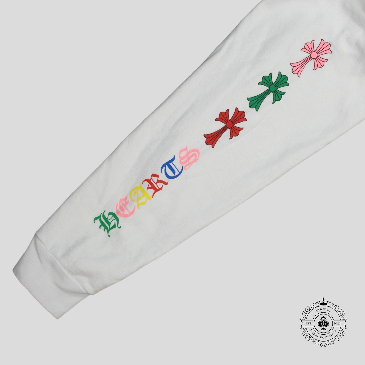 Chrome Hearts Triple Cross Hoodie in White/Multicolor