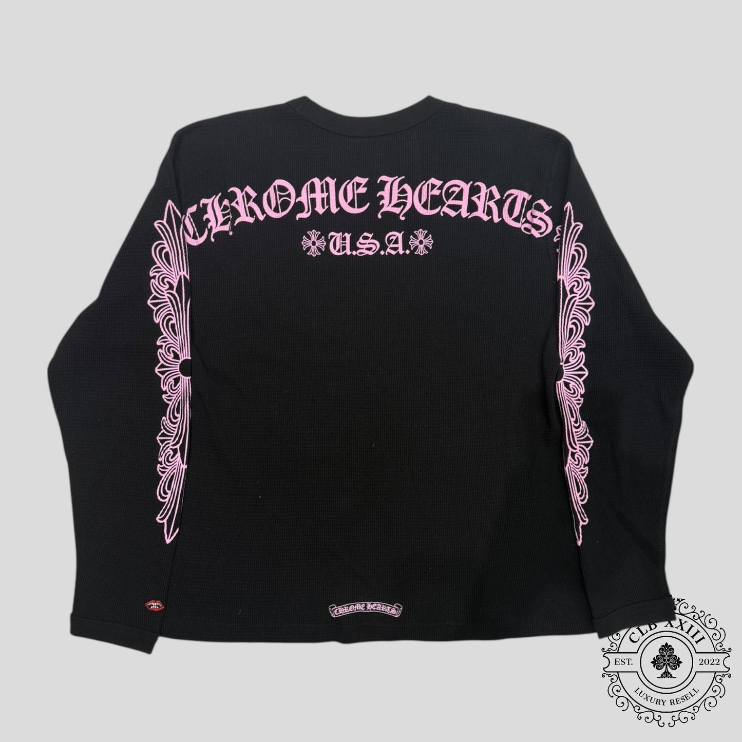 Chrome Hearts Matty Boy Pink Script Thermal Longsleeve