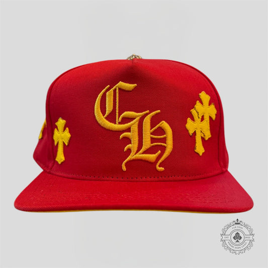 Chrome Hearts Cross Patch Hat in Red / Yellow