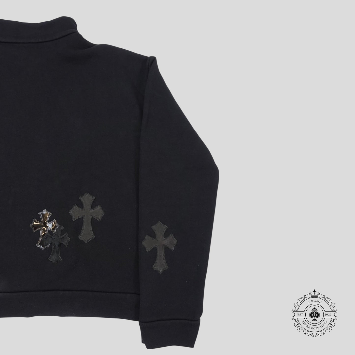 Chrome Hearts Pony Hair Quarter Zip in Black