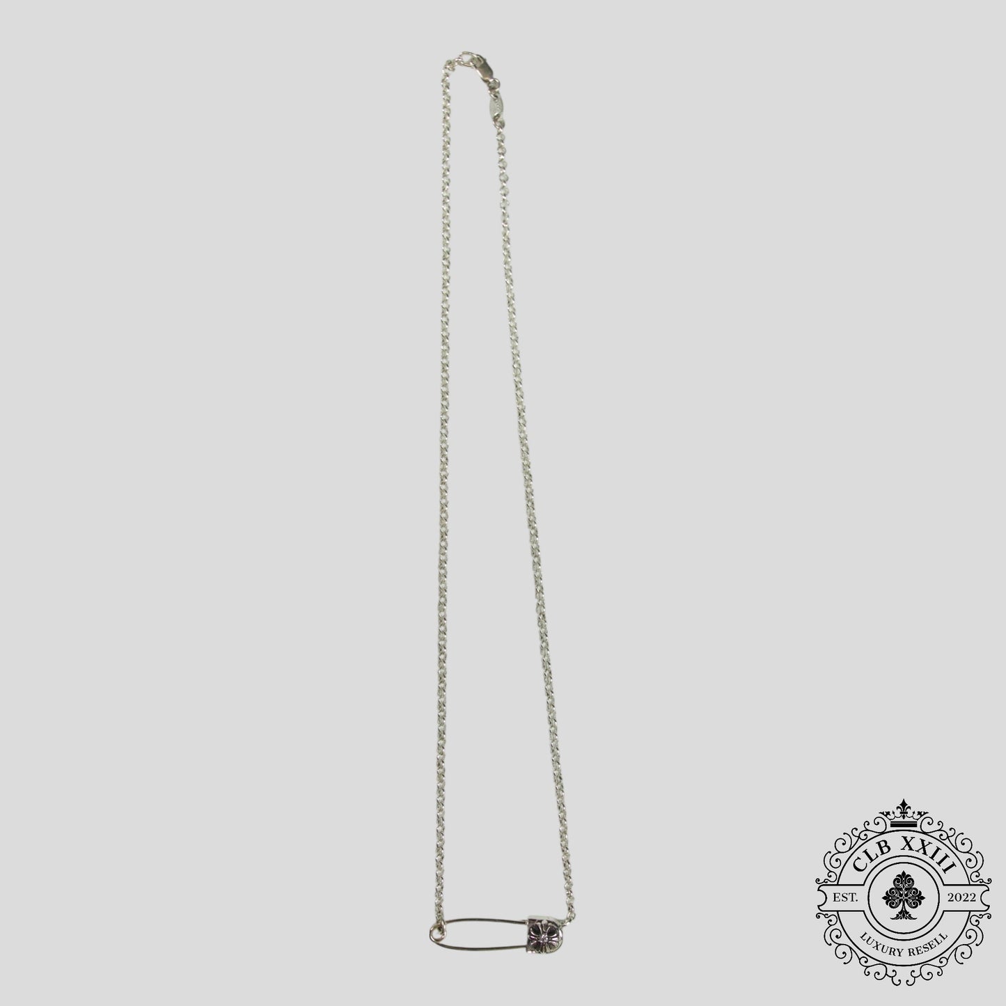 Chrome Hearts Diamond Paper Clip Necklace in Silver