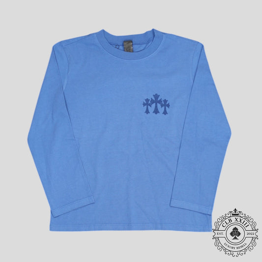 Chrome Hearts Women's Triple Cross Flocked Long Sleeve in Blue