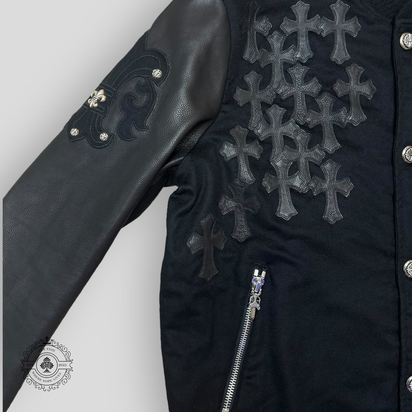 Chrome Hearts Letterman Jacket in Black