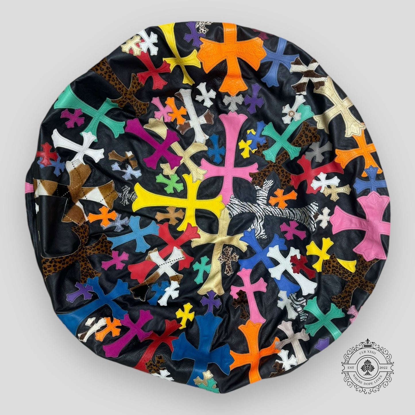 Chrome Hearts Multicolor Leather Cross Bean Bag Chair