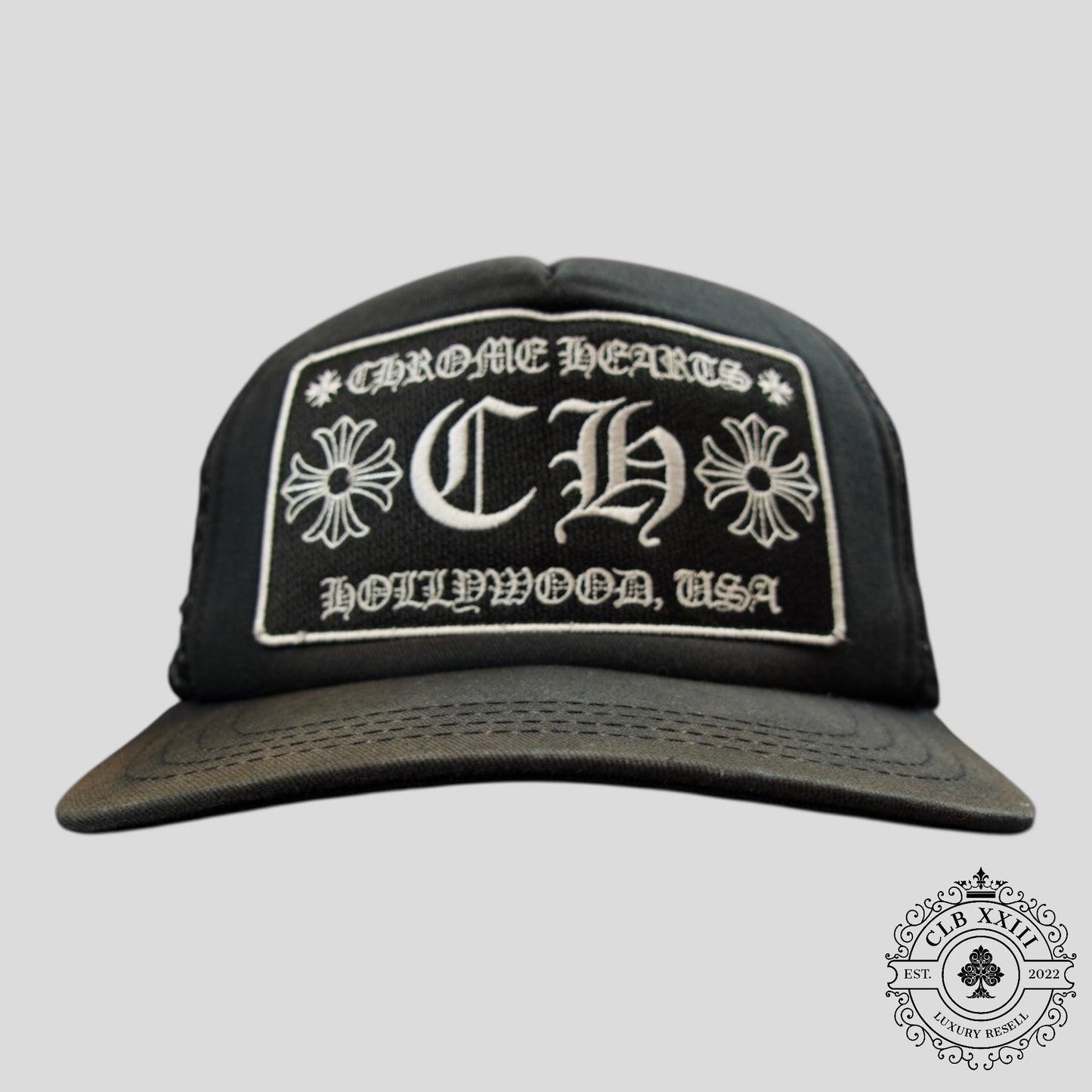 Chrome Hearts Hollywood CH Patch Trucker Hat in Black - Preowned