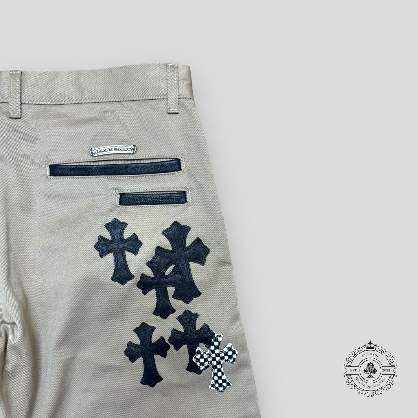 Chrome Hearts Black Checkered Cross Patch Chino Pants