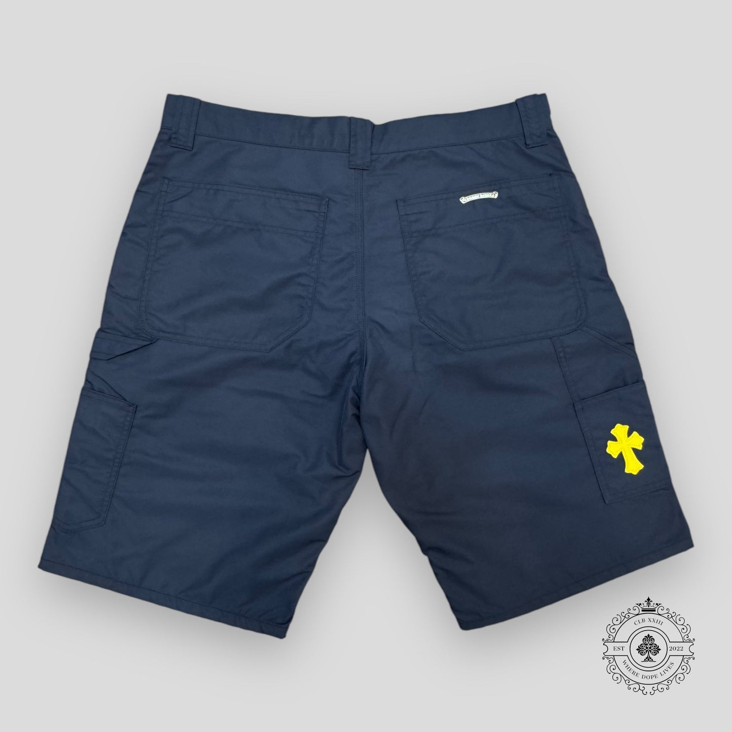Chrome Hearts Leather Knee Carpenter Short in Navy