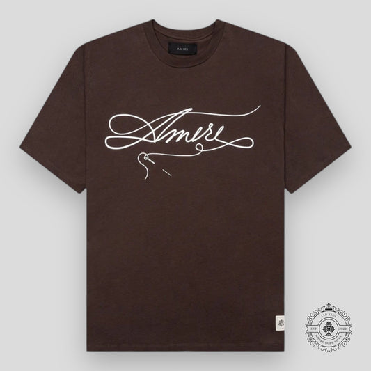 Amiri Stitch Tee in Shaved Chocolate